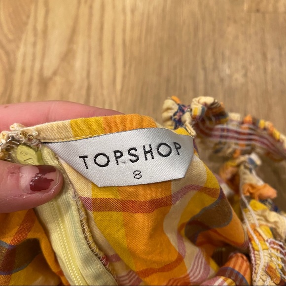 Top shop flare yellow plaid tank blouse - Picture 5 of 9